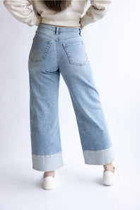 JBD Mid Rise Slim Wide Leg Jeans for Women