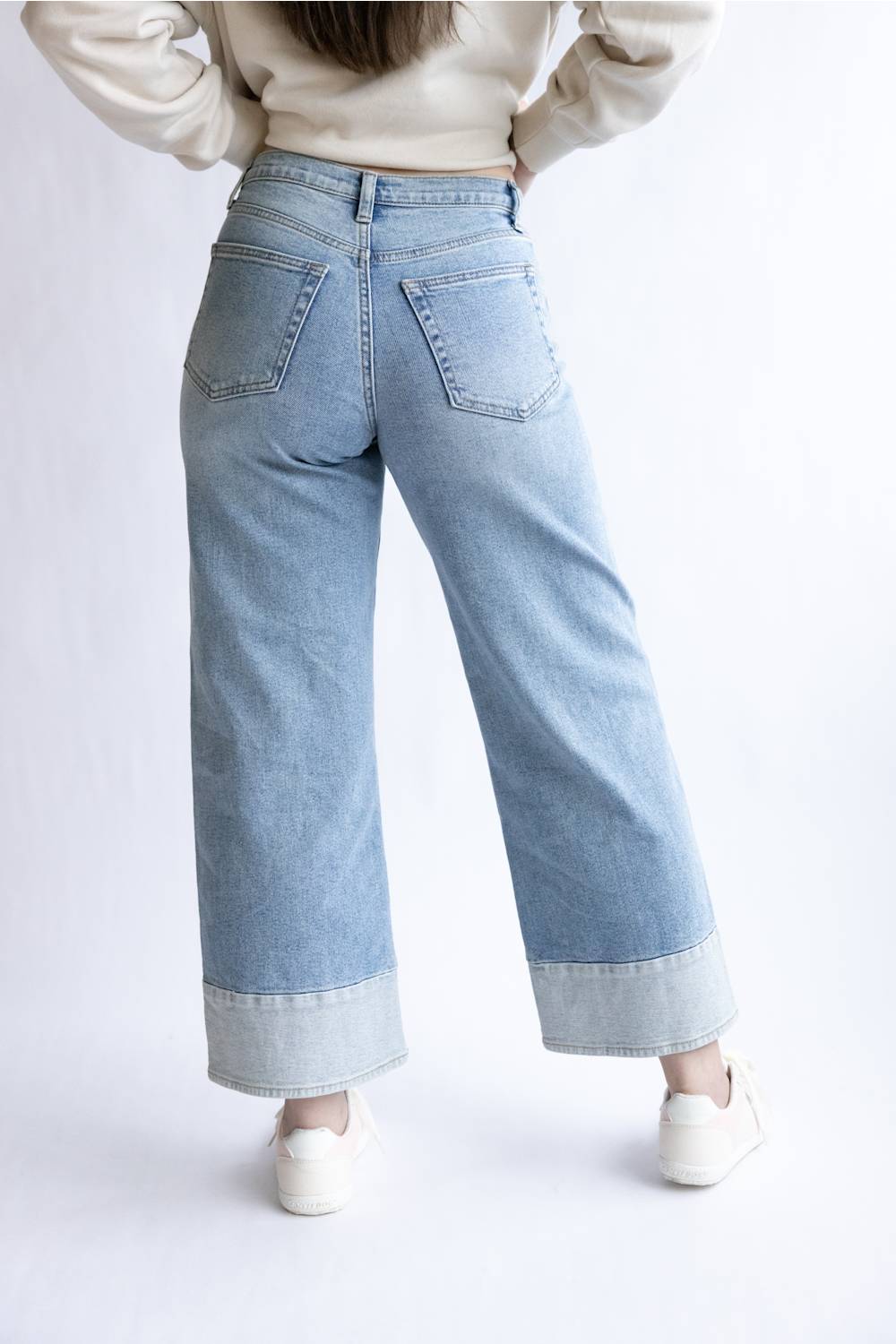 JBD Mid Rise Slim Wide Leg Jeans for Women