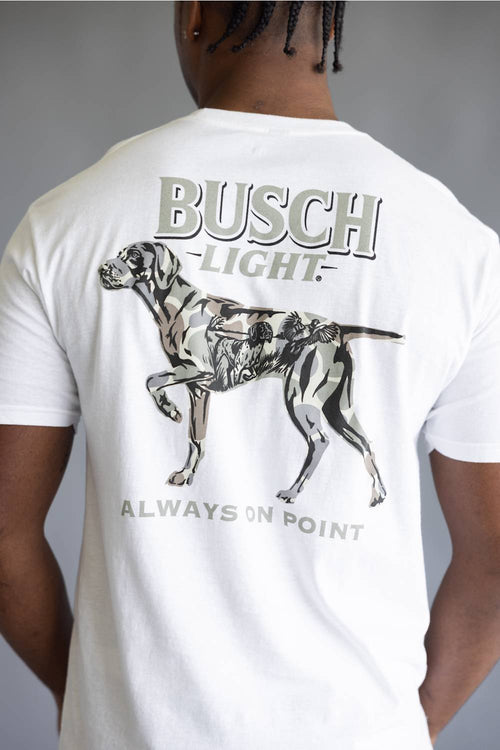JEDCo Busch Camo Dog T-Shirt for Men in White