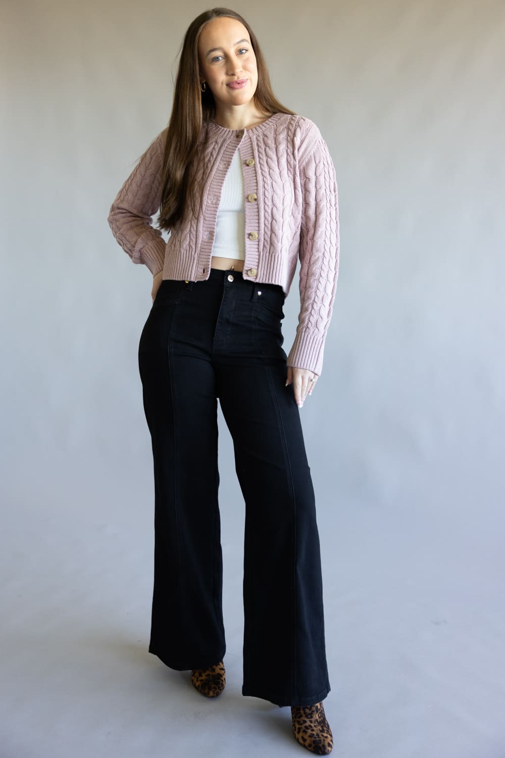 Judy Blue High-Rise Retro Wide Leg Jeans for Women in Black 