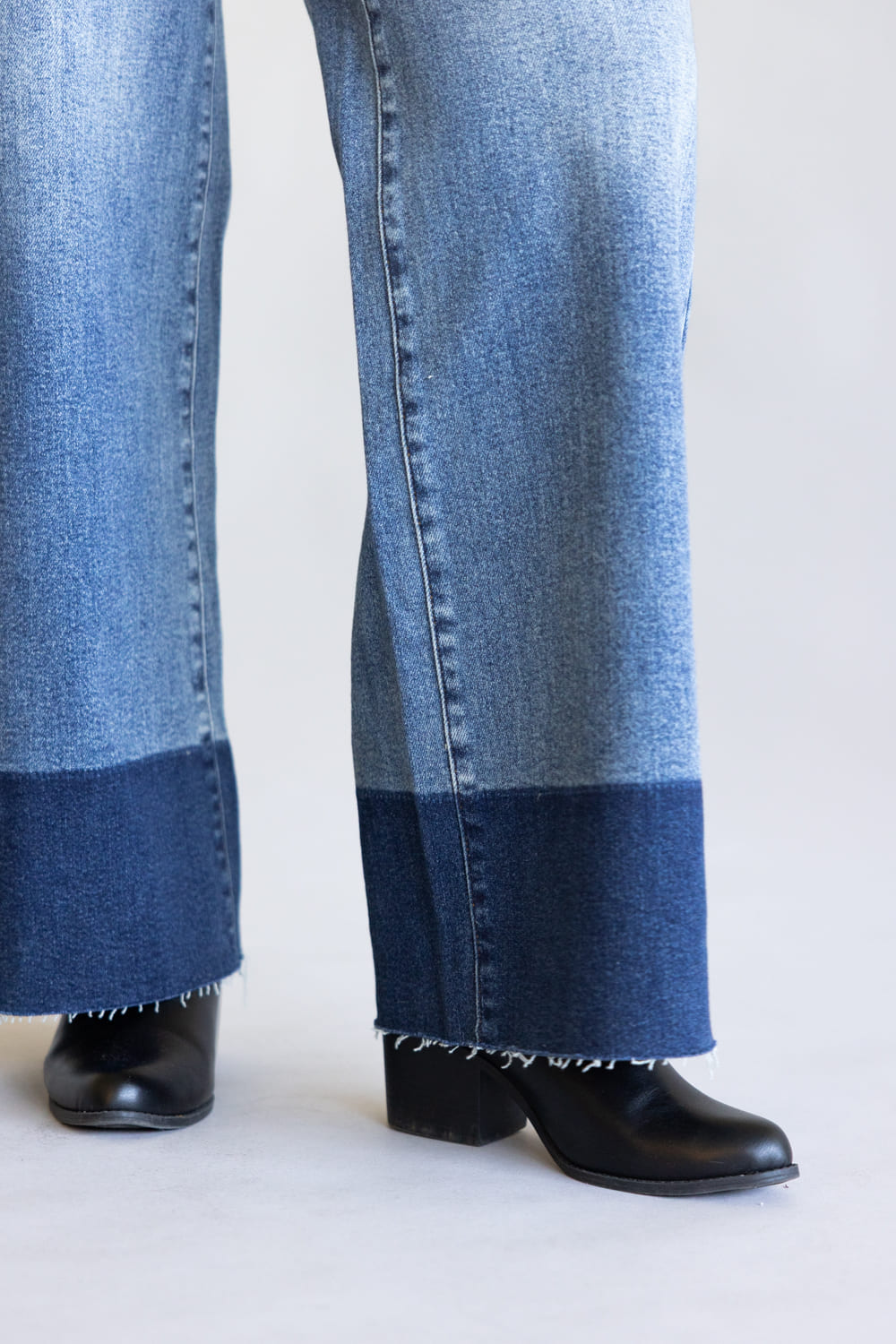 Judy Blue High-Rise Two Tone Cuff Straight Leg Jeans for Women