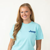 Jeep and Dog T-Shirt in Mint Blue