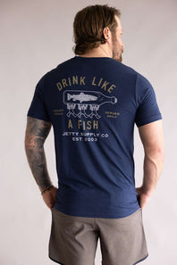 Jetty Bottle Service T-Shirt for Men in Navy