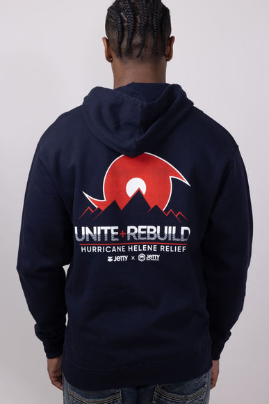 Jetty Hurricane Helene Relief Hoodie for Men in Navy
