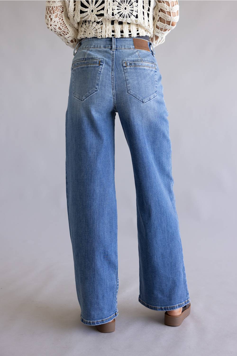 Judy Blue High Rise Column Trouser Wide Leg Jeans for Women