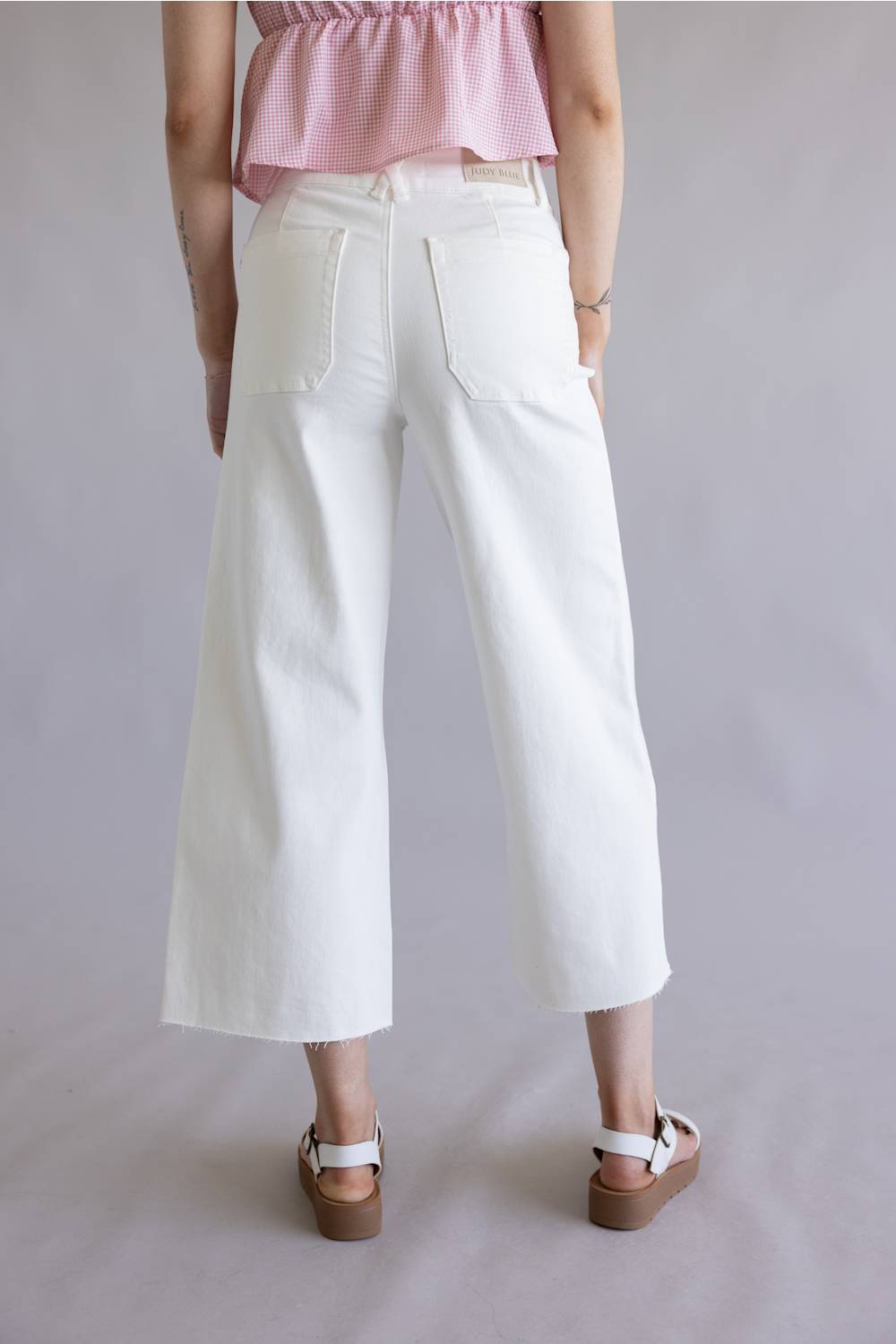 Judy Blue High Rise Crop Wide Leg Jeans for Women in White