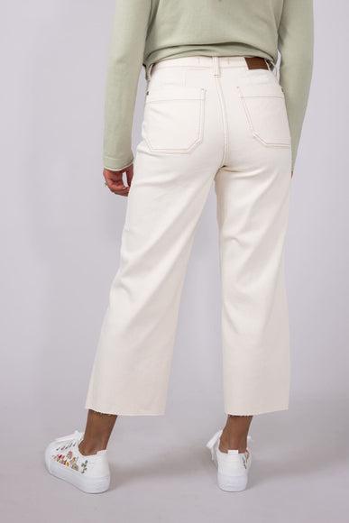 Judy Blue High Rise Dyed Crop Wide Jeans for Women in Ecru