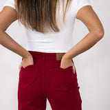 Judy Blue High Rise Heart Pocket Straight Jeans for Women in Scarlet Red