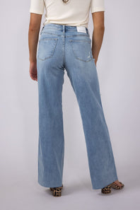 Judy Blue Mid Rise Ripped Wide Leg Jeans for Women
