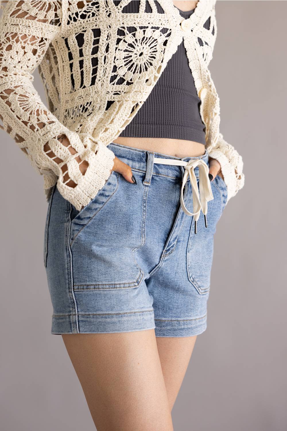 Judy Blue Vintage Wash Jogger Denim Shorts for Women