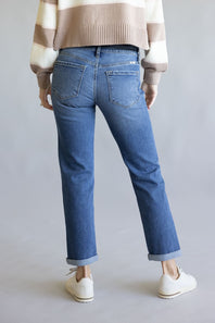 KanCan Mid-Rise Boyfriend Cuff Leg Jeans for Women