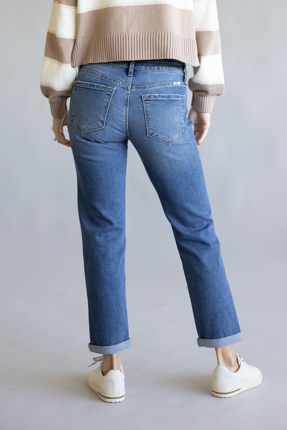 KanCan Mid-Rise Boyfriend Cuff Leg Jeans for Women