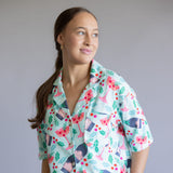 Mistletoe Champagne Soft Pajama Set for Women in Mint