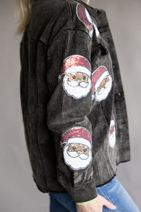 Corduroy Santa Shacket for Women in Charcoal