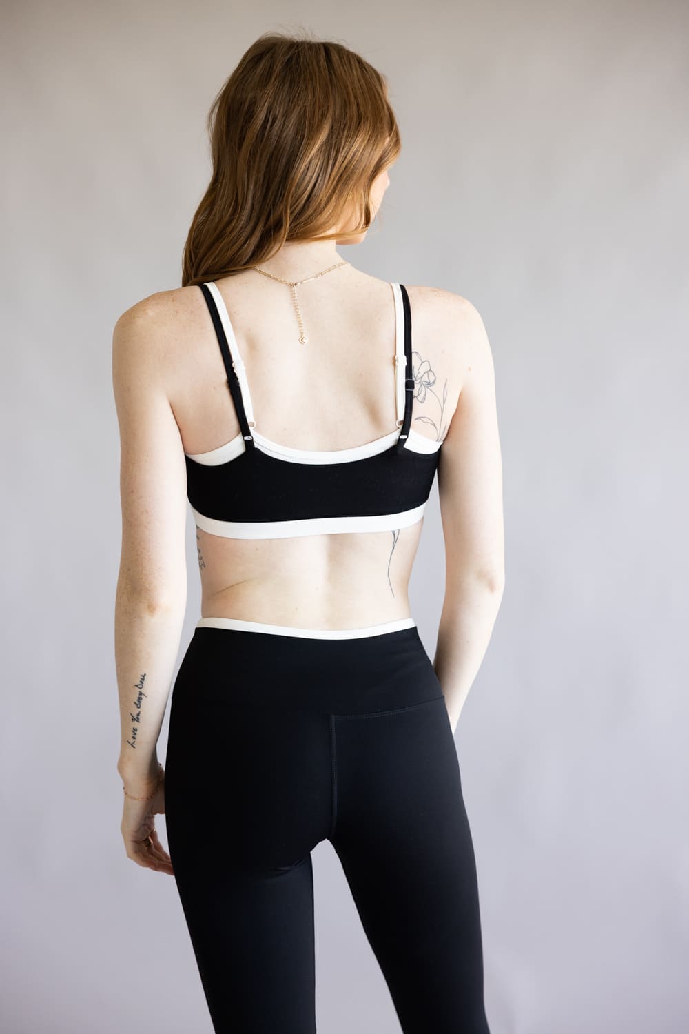 Double Layer Sports Bra for Women in Black/White