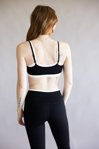 Double Layer Sports Bra for Women in Black/White