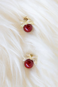 ER HOLIDAY ORNAMENT RED BALL BOW GOLD