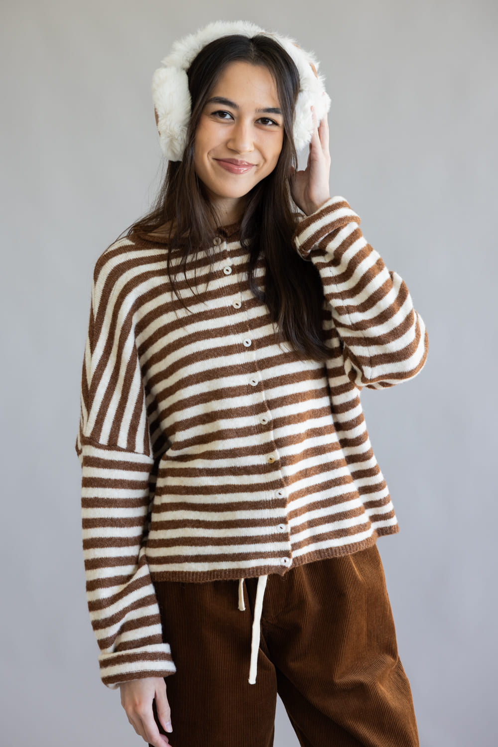 Sherpa Fur Earmuffs for Women in Brown