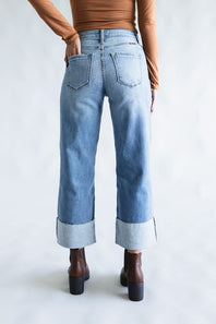 KanCan High Rise Crop Wide Leg Jeans for Women