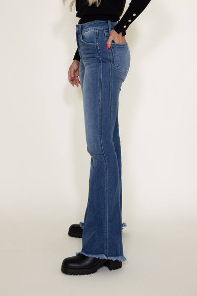 KanCan High-Rise Curvy Fray Hem Flare Jeans for Women