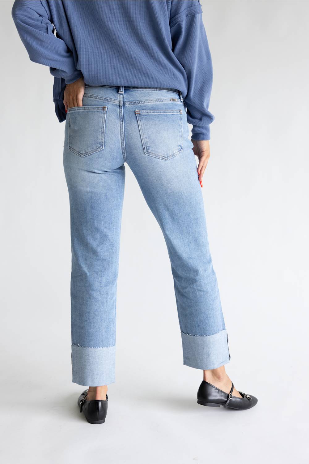 KanCan Low Rise Cuffed Straight Jeans for Women