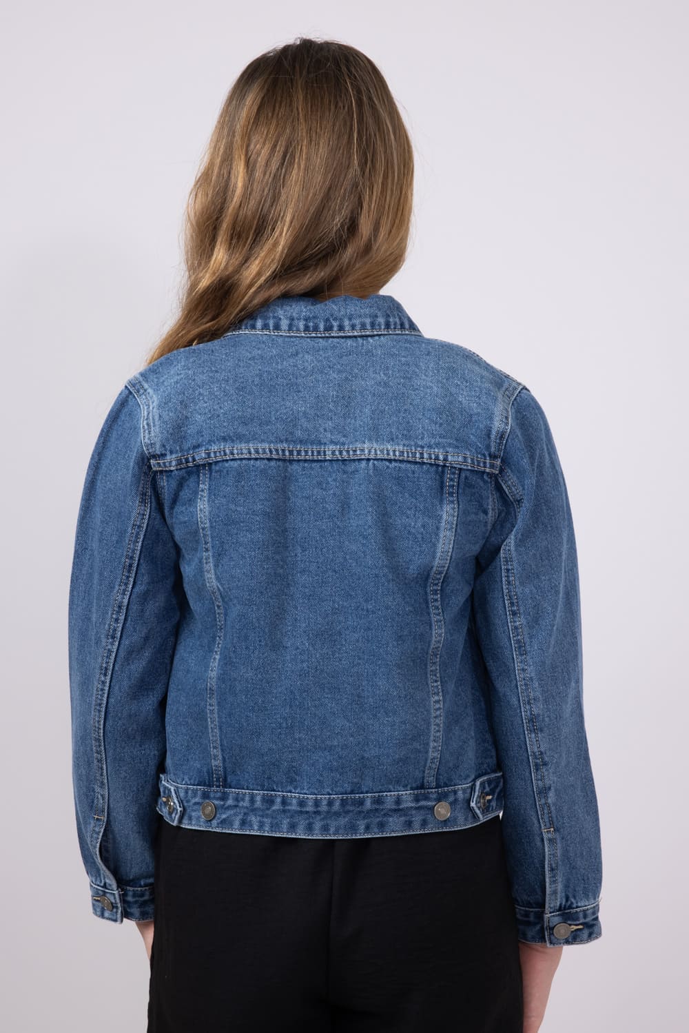 KanCan Youth Classic Denim Jacket for Girls in Dark Wash