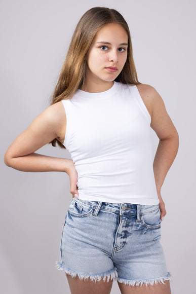 KanCan Youth Frayed Hem Mom Denim Shorts for Girls