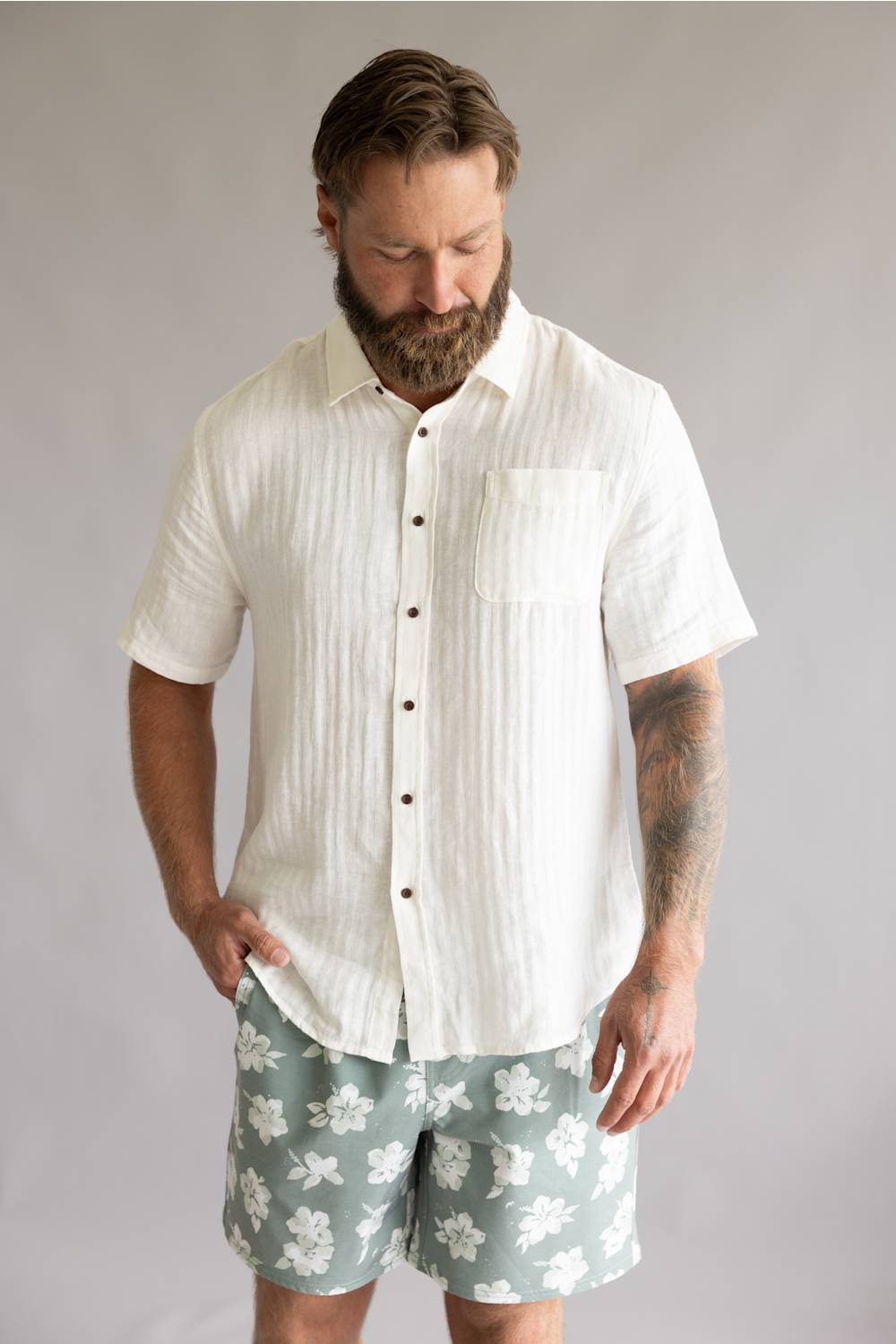 Katin Alan Solid Shirt for Men in Vintage White