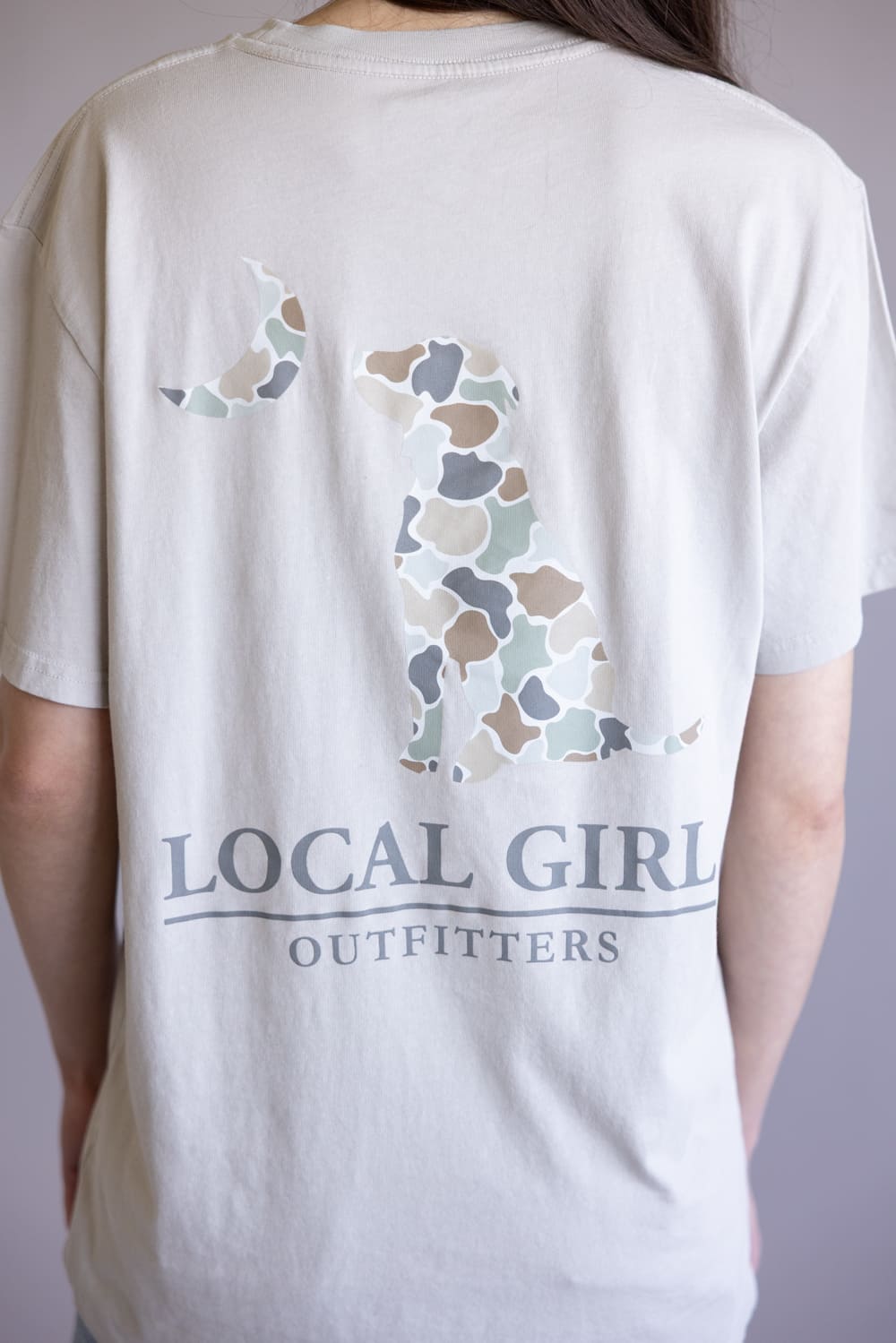 Local Girl Flora Dog and Moon T-Shirt for Women in Grey