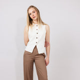 Love Tree Smocked Waist Linen Pants for Women in Mocha
