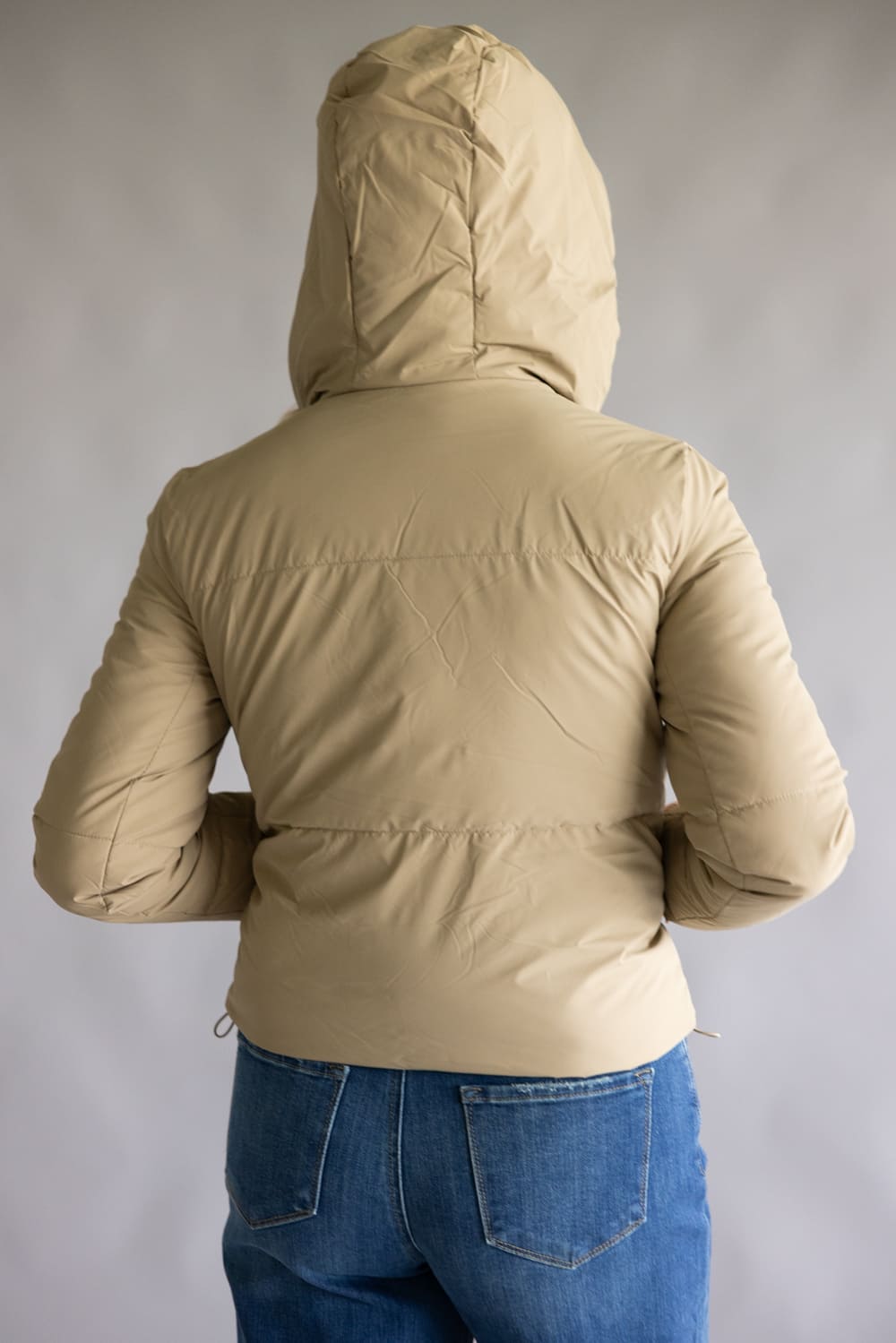Love Tree Hooded Puffer Coat for Women in Khaki