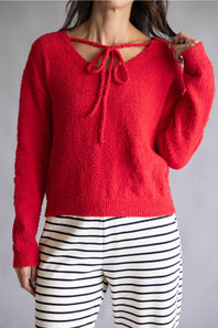 La Miel Reversible V-Neck Sweater for Women in Deep Red