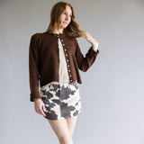 LeLis Cow Print Mini Skirt for Women in Cream/Brown