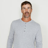 Weatherproof Vintage Long Sleeve Waffle Henley Shirt for Men in Light Grey