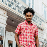 Plaid Button Up Shirt for Men in Red