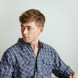 1897 Original Window Pane Woven Button Down Shirt for Men in Navy