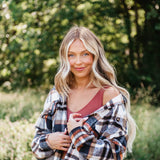 Plaid Oversized Shacket for Women in Taupe