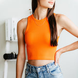 Ribbed Scoop Neck Cropped Brami for Women in Orange