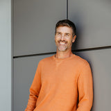 Weatherproof Vintage Long Sleeve Waffle Crewneck Shirt for Men in Orange