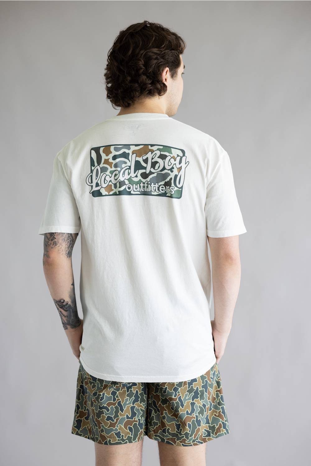 Local Boy Bluff Plate T-Shirt for Men in White