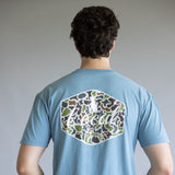Local Boy Local Flage Badge T-Shirt for Men in Slate Blue