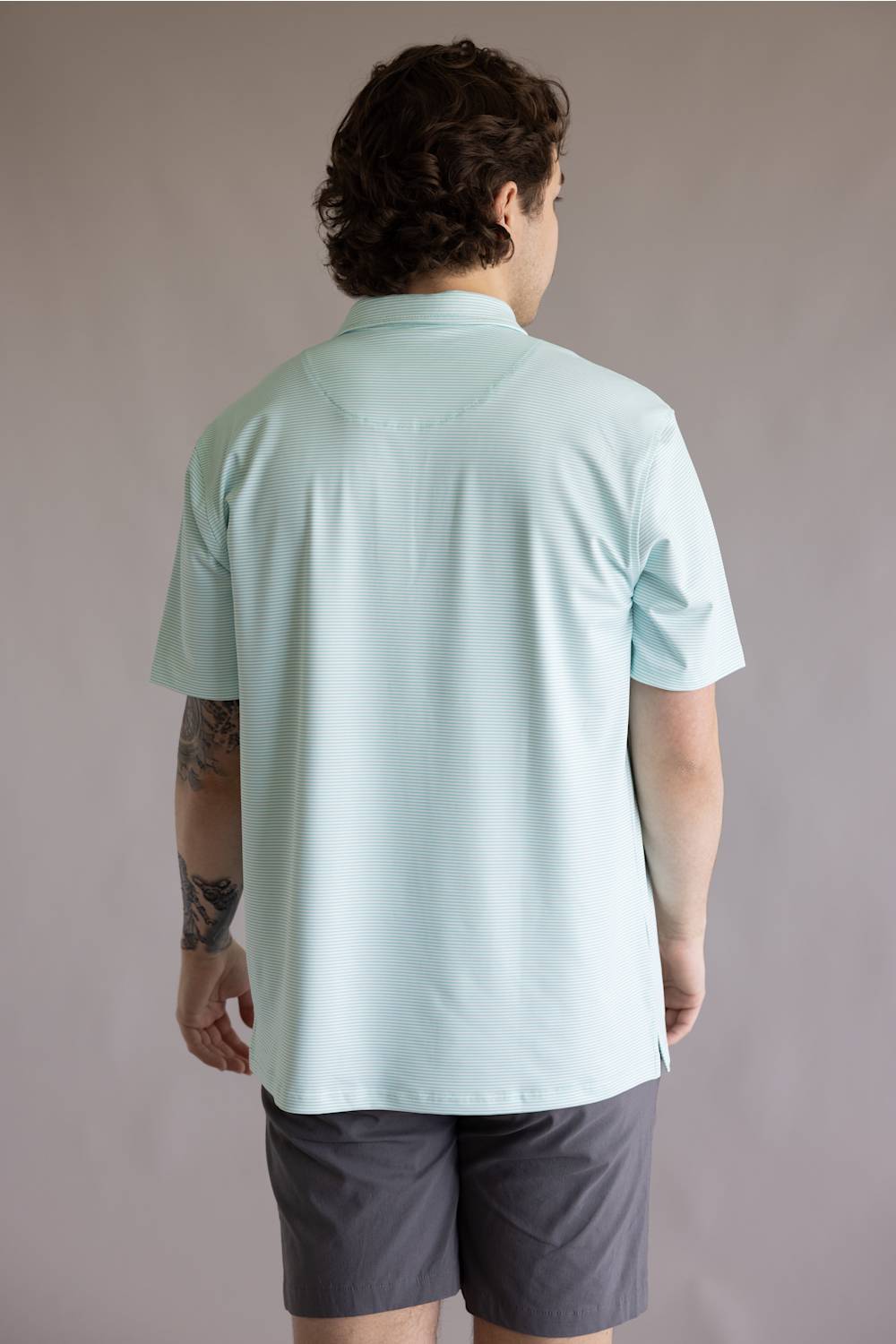 Local Boy Palms Polo for Men in Aqua/White