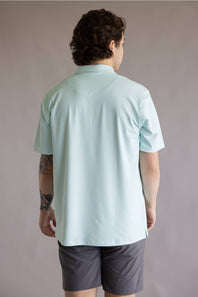 Local Boy Palms Polo for Men in Aqua/White