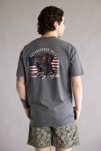 Local Boy Patriotic Pup T-Shirt for Men in Grey