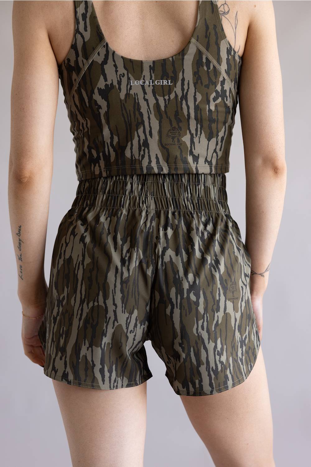 Local Girl High Waisted Volley Shorts for Women in Bottomland Camo