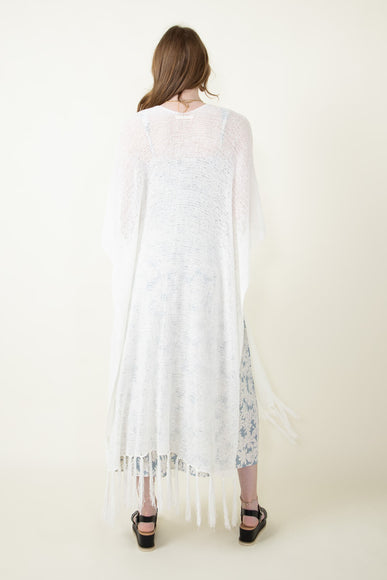 Long Fringe Kimono for Women in Ivory