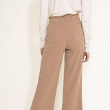 Crepe Tie Waist Pants for Women in Taupe