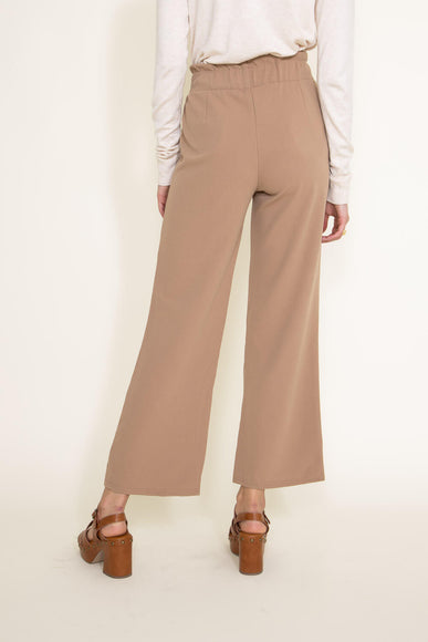 Crepe Tie Waist Pants for Women in Taupe