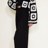 Pleated Smock Waist Pants for Women in Black