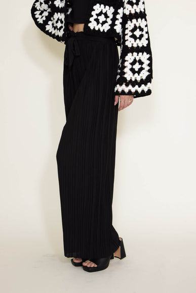 Pleated Smock Waist Pants for Women in Black